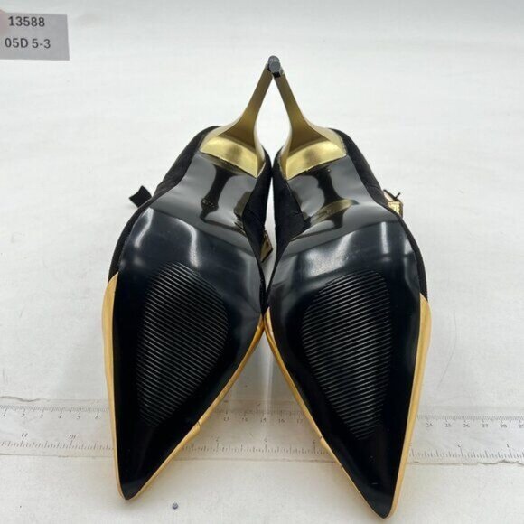 FSJ Women Metal Cap Pointed Toe High Heel Pumps Sexy Gold Stiletto  Black - Picture 6 of 6